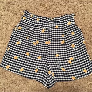Potter’s Pot pineapple gingham high-waisted shorts